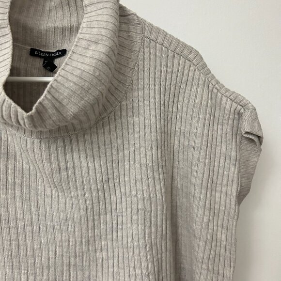 EILEEN FISHER Sweater Womens sz 1X Gray wool Turtleneck Italian Yarn Minimalist - Picture 2 of 11